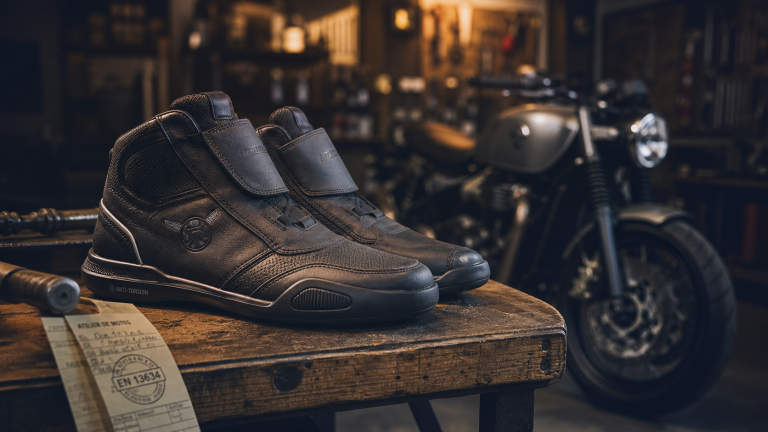 Basket motorcycle en cuir avec protections anti-torsion, malléole et sélecteur