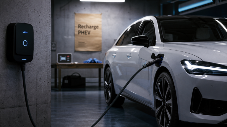 Comment se recharge une voiture hybride : Wallbox 3,7 kW, câble Type 2 sur PHEV
