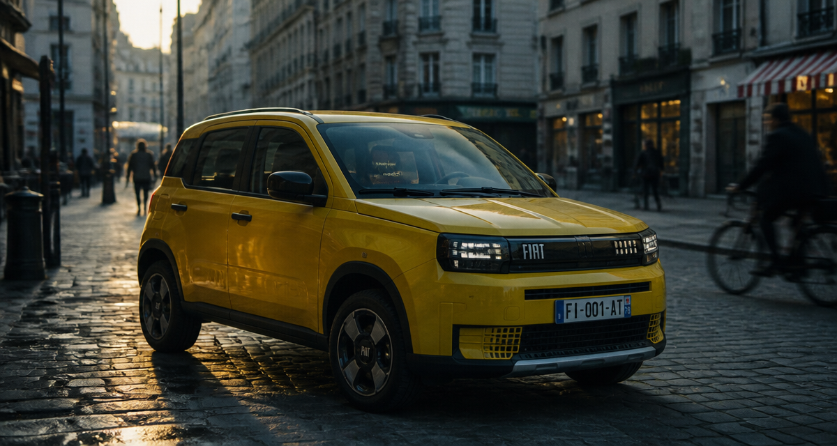 fiat panda hybride avis voiture jaune en ville
