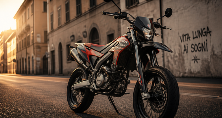 gilera 50cc supermotard garée rue urbaine