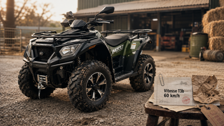 Kymco MXU 550 vitesse max T3b : photo quad agricole noir vert