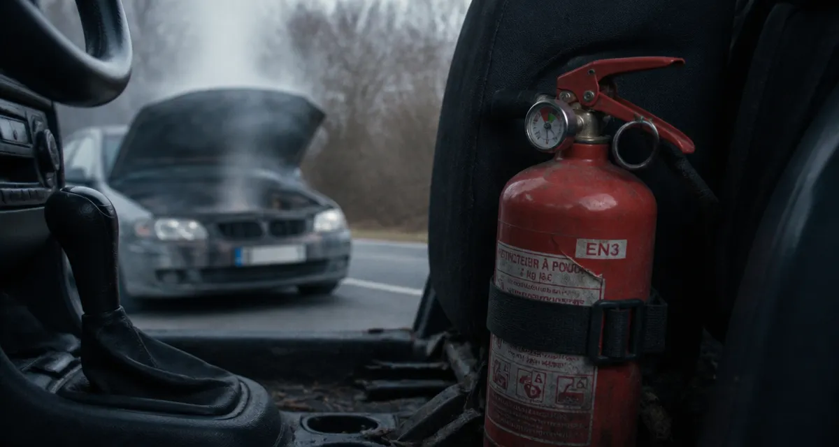 Quel extincteur pour voiture : extincteur poudre ABC EN3 2 kg dans l’auto
