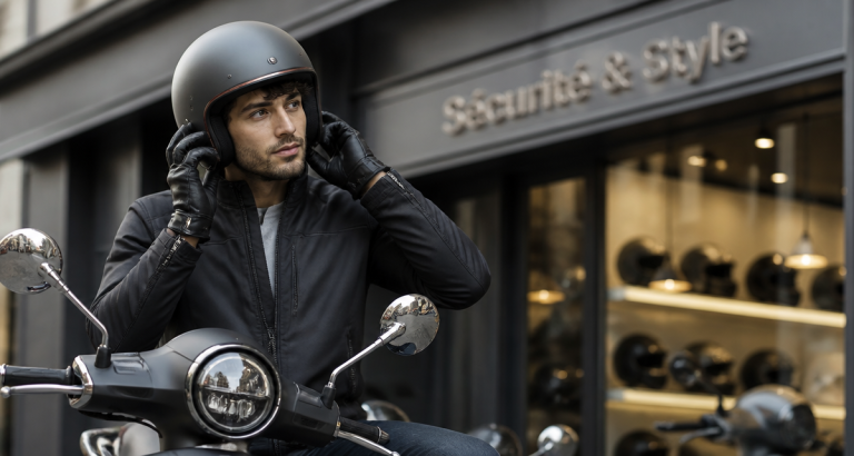 jeune homme scooteo scooter urbain casque