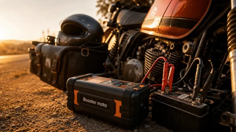 Boost batterie moto : booster compact connecté sur batterie de moto