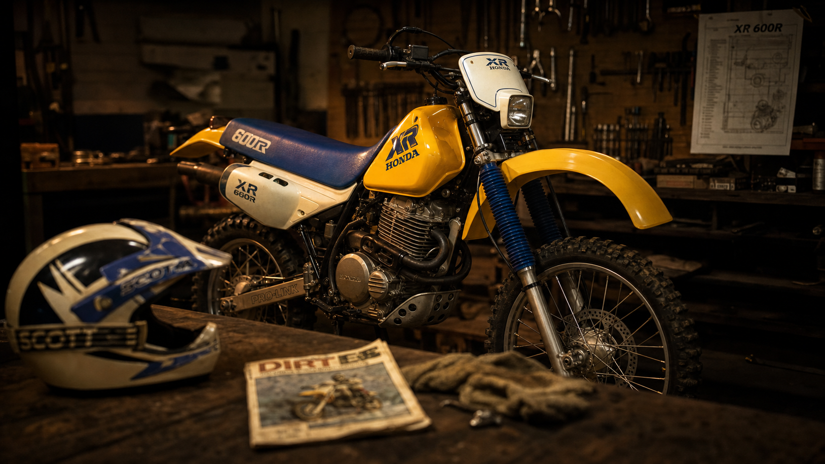 Honda 600 XR fiche technique : XR 600R enduro, vue avant trois-quarts