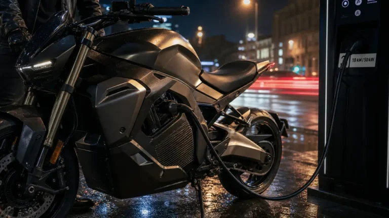 Moto électrique 600cc : puissance, autonomie et recharge en ville la nuit