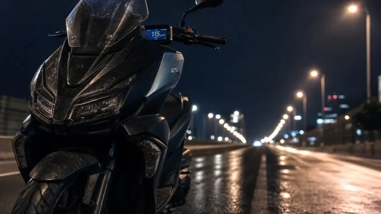 Scooter le plus rapide 125 : 115 km/h, route mouillée