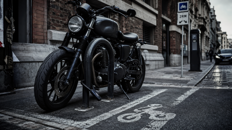 Stationnement moto Paris en zone 2RM, trottoir interdit, antivol U visible