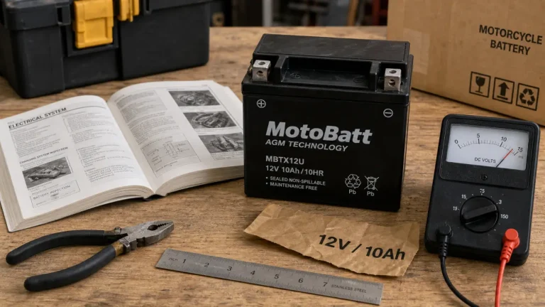 batterie moto 12v carrefour AGM 10Ah sur table