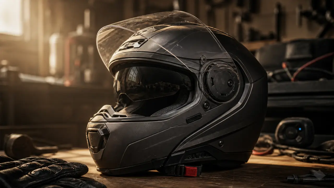 Casque moto Nolan modulable, écran relevé et visière solaire