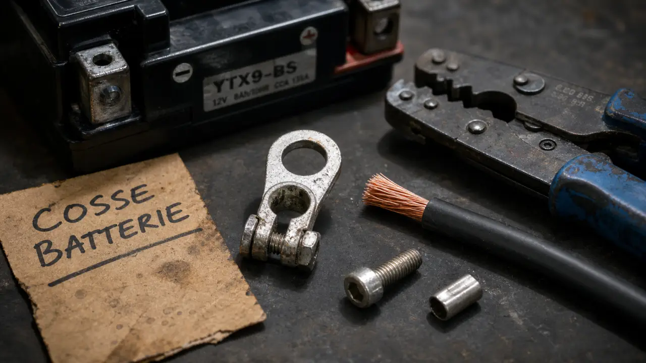 Cosse batterie moto M6 : sertissage correct et bon branchement