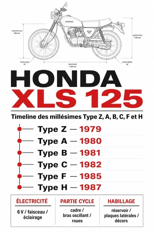 125 xls honda : repères visuels des millésimes Type Z à H et points de vérification