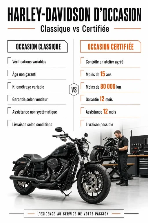 moto harley davidson occasion certifiée comparée à une occasion classique