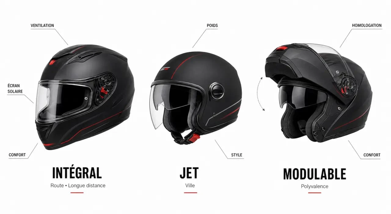 Casque moto italien : comparaison visuelle des usages route, ville et polyvalence