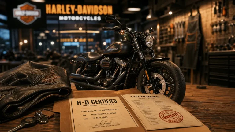 Moto Harley-Davidson occasion : certificat 110 points et clés, achat serein