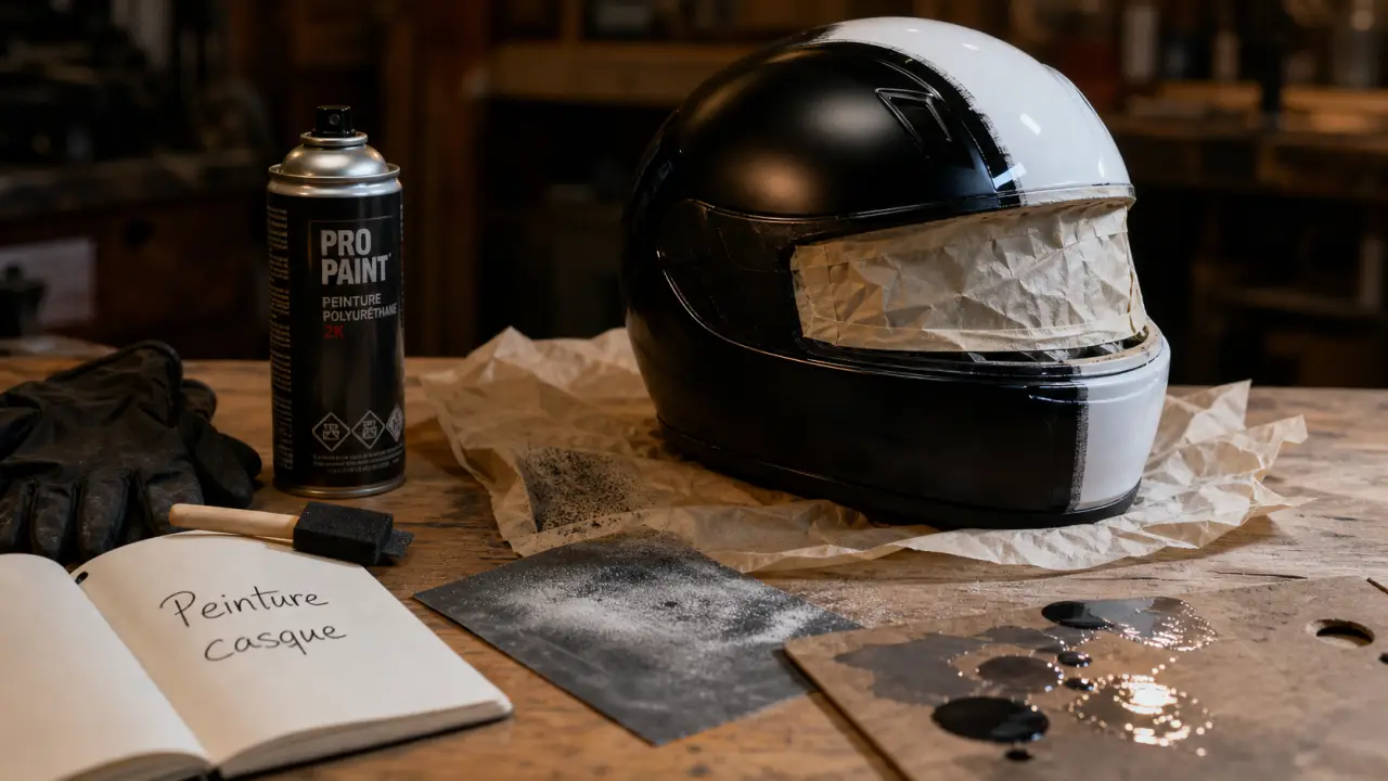 Peinture casque moto : bombe 400 ml et vernis polyuréthane sur casque