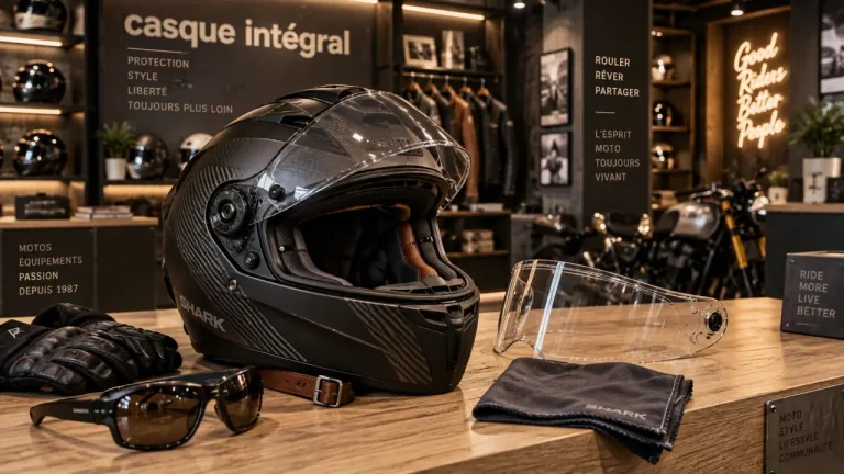 Casque moto LS2 intégral noir et gris en boutique moto