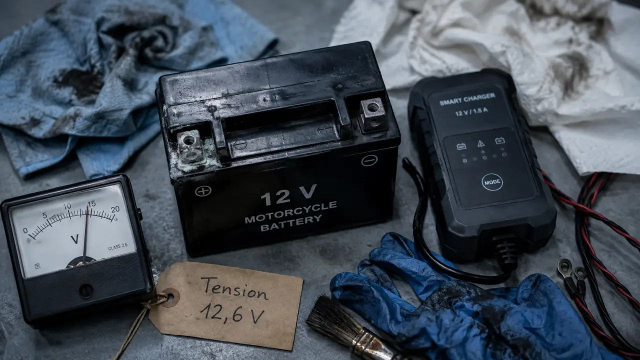 Durée de vie batterie moto : mesure tension 12,6 V
