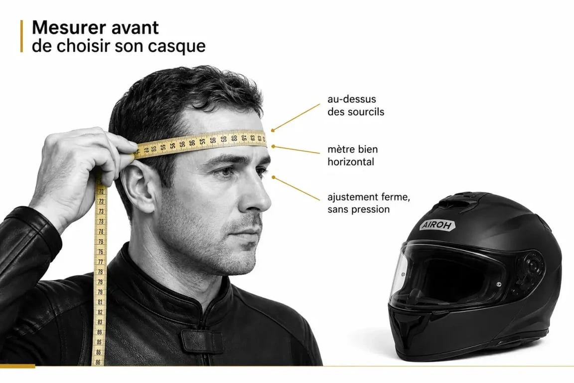 Casque moto cross airoh : mesure du tour de tête et ajustement du casque avant achat
