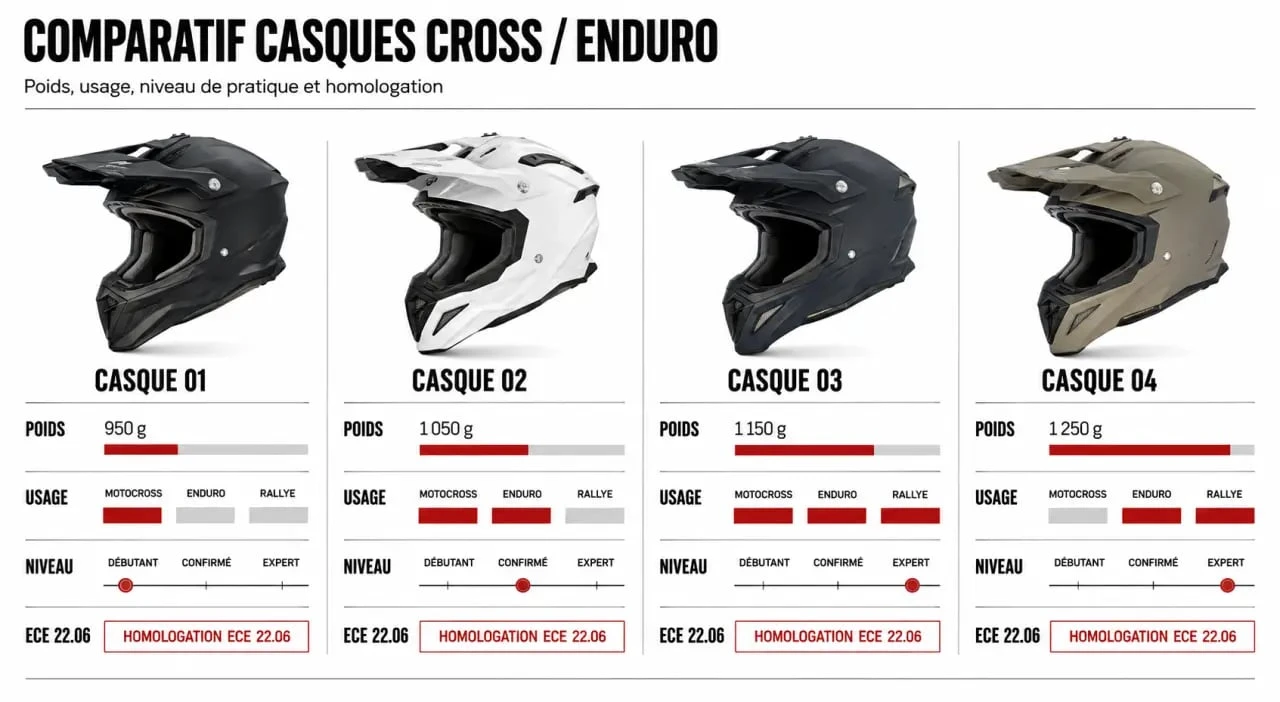 Casque moto cross airoh : comparatif visuel des modèles Aviator 3, Aviator ACE, Twist 3 et Wraap