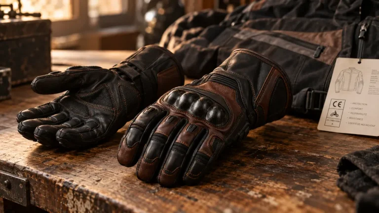 Gants cuir homme moto, protections moto en cuir noir et marron
