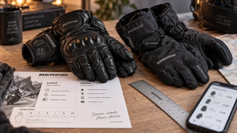 Gants moto Bering en cuir et textile étanche : été, pluie, touring