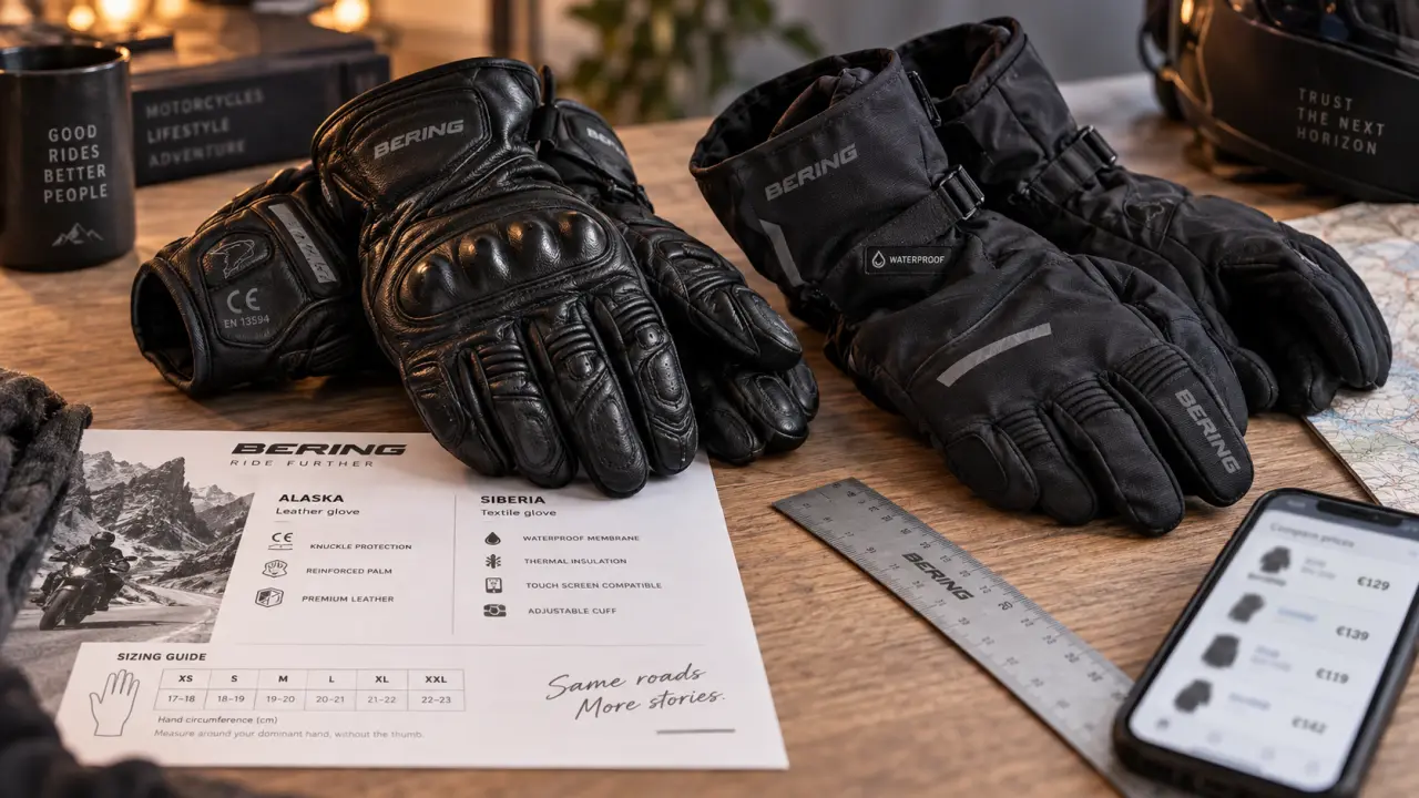 Gants moto Bering en cuir et textile étanche : été, pluie, touring