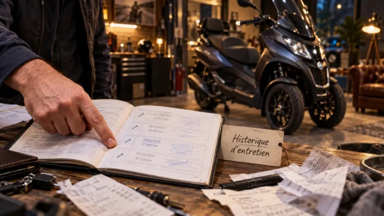Scooter mp3 500 d’occasion : carnet et factures d’entretien