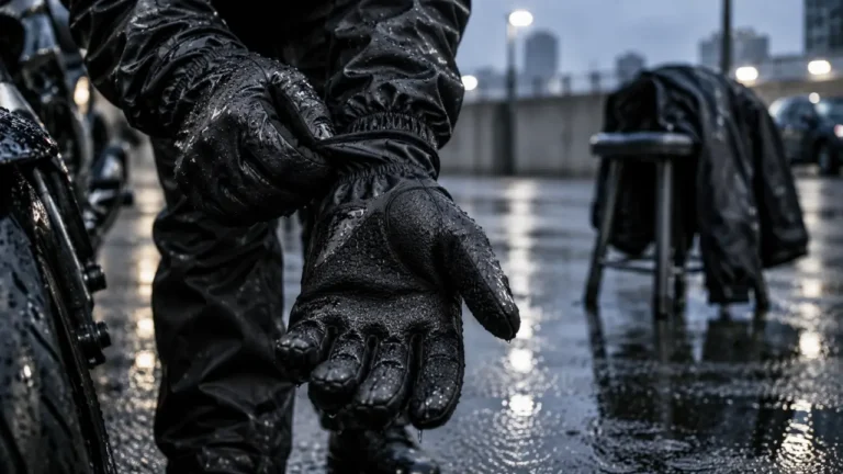 Sur gants pluie moto noirs antidérapants sur gants moto, pluie humide en ville